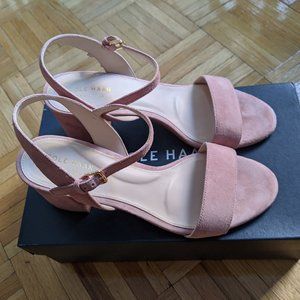 Cole Haan Josie Block Heel Sandal Pink Suede NWB